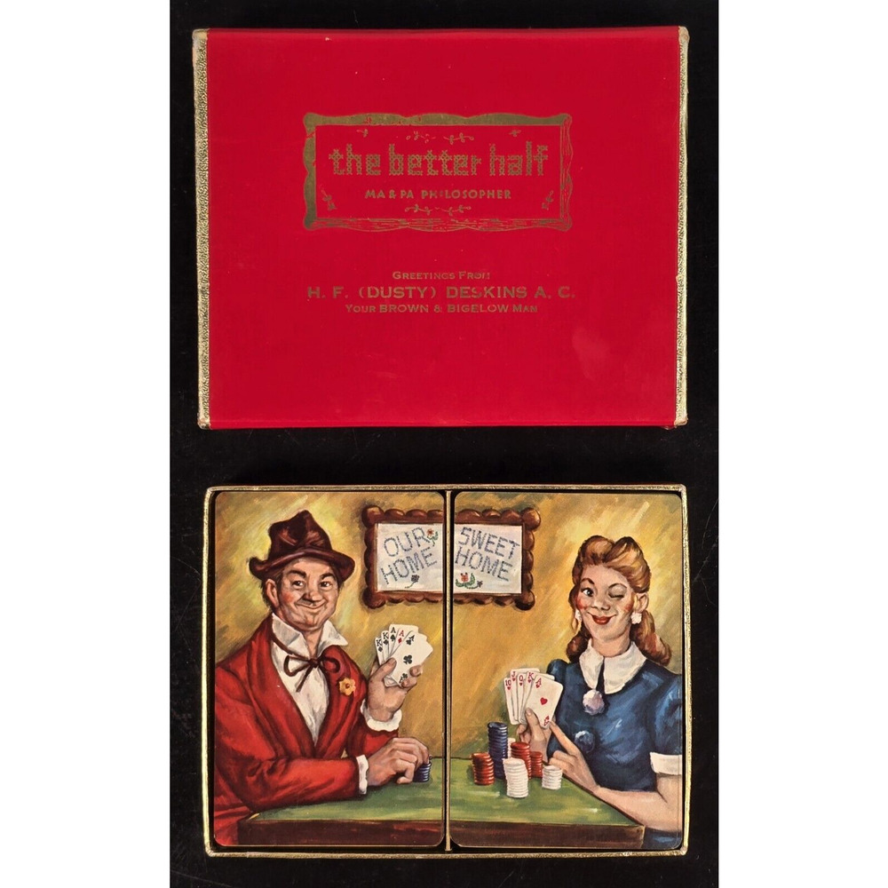 VTG Brown & Bigelow Ma & Pa The Better Half Playing Cards OUR HOME SWEET HOME